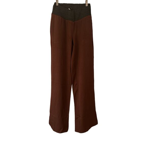 WeWoreWhat Women's Low-Rise V Pant Twill Ribbed Pants Size XS Brown NWT - Picture 2 of 9